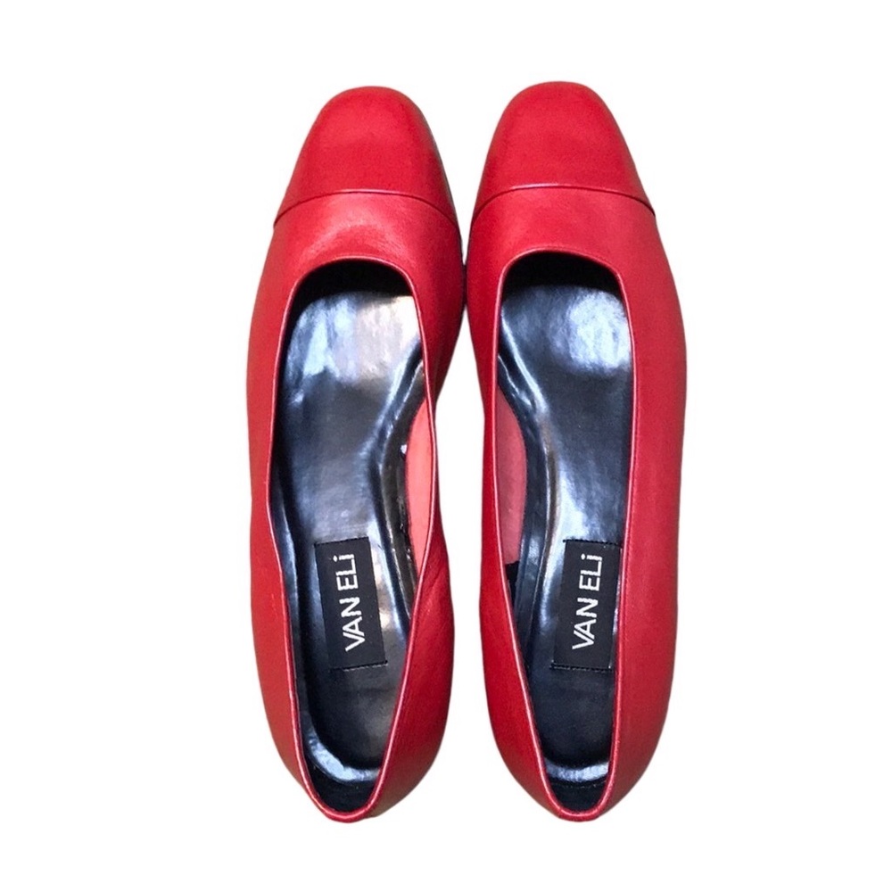 Vaneli Red Leather Ballet Flat with Low Heel - Picture 9 of 10